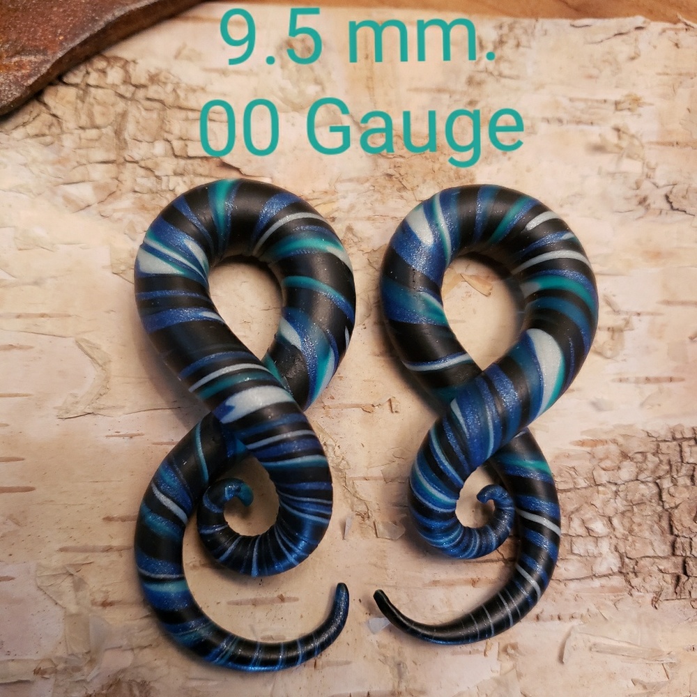 Unique clay gauged earrings plug handmade